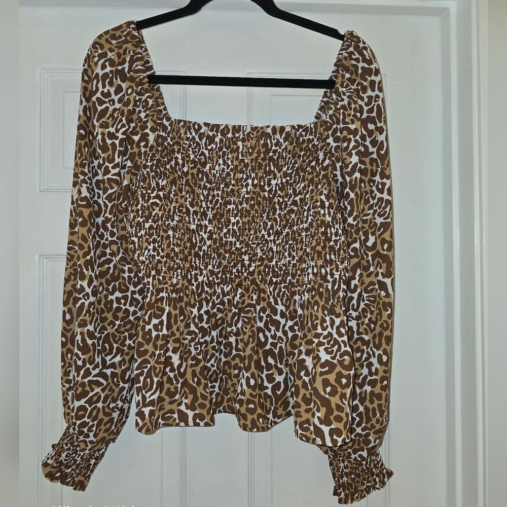 Lilly Pulitzer Brown Leopard Print Blouse
